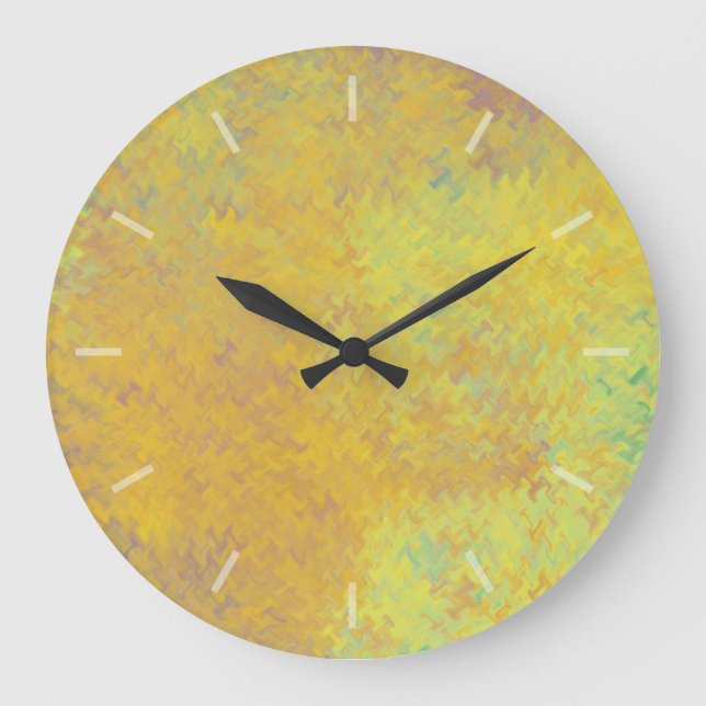 Beautiful Golden Marbled Paper Design Clock Große Wanduhr (Vorderseite)