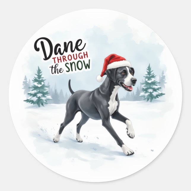 Beautiful Great Dane greeting card Runder Aufkleber (Vorderseite)
