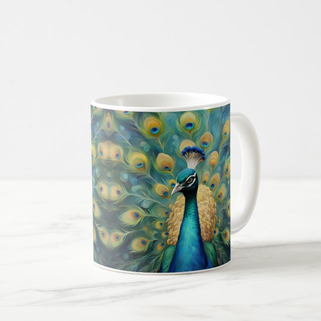Beautiful Green and blue Peacock Kaffeetasse (VorderseiteRechts)