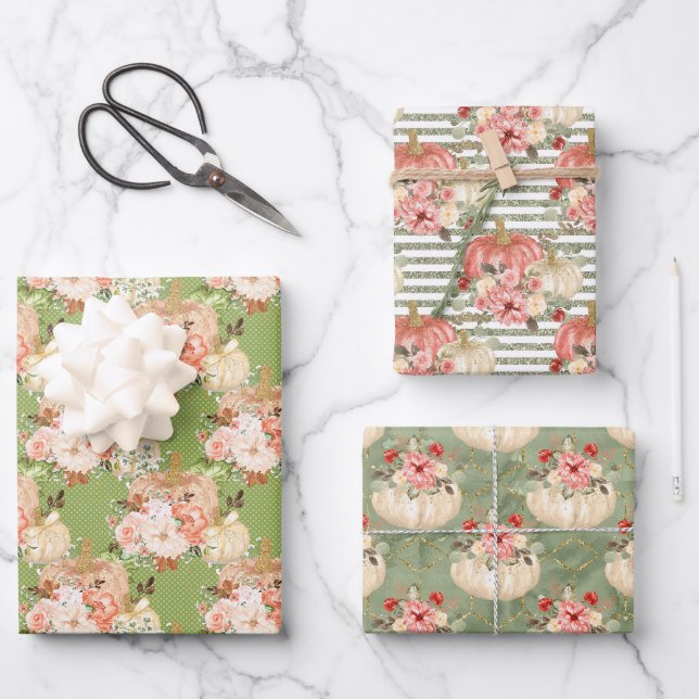 Beautiful Green Baby Girl Niedliche Wasserfarbenkü Geschenkpapier Set (Vorderseite)