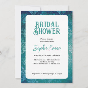 Beautiful Green Damask White Brautparty Einladung
