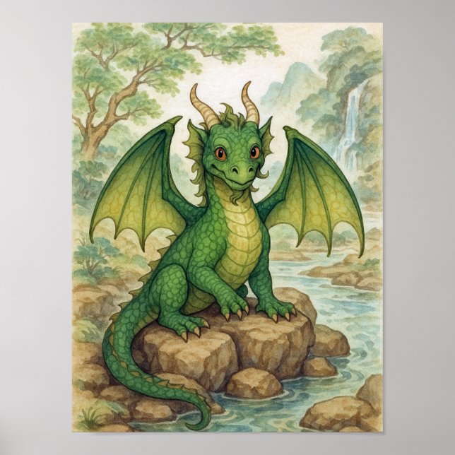Beautiful green dragon poster (Vorne)
