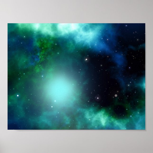 Beautiful Green Nebula filled with Stars Poster (Vorne)