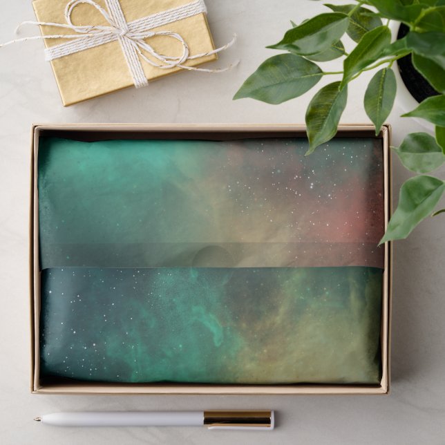 Beautiful Green Outer Space Stars Milky Way Galaxy Seidenpapier (Geschenk)