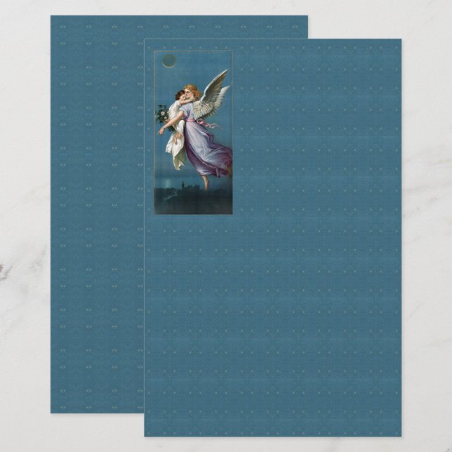 Beautiful Guardian Angel Stationery Briefpapier (Vorne/Hinten)