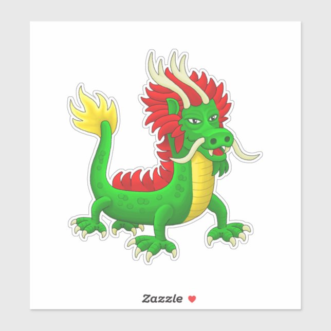 Beautiful Hand Drawn Chinese Dragon Aufkleber (Blatt)