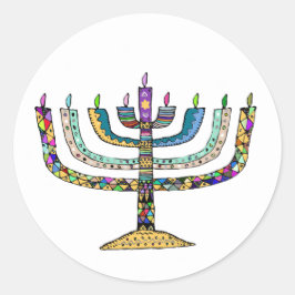 Beautiful Hanukkah Menorah Gefallen/Umschlag Stick Runder Aufkleber