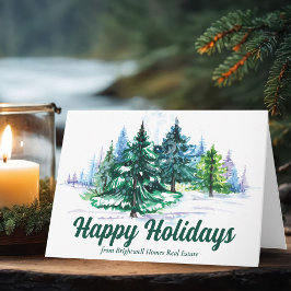 Beautiful Happy Holidays Christmas Trees Business Feiertagskarte
