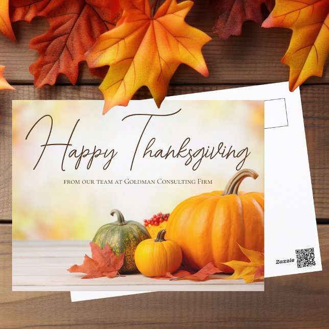 Beautiful Happy Thanksgiving Customizable Business Postkarte (Von Creator hochgeladen)