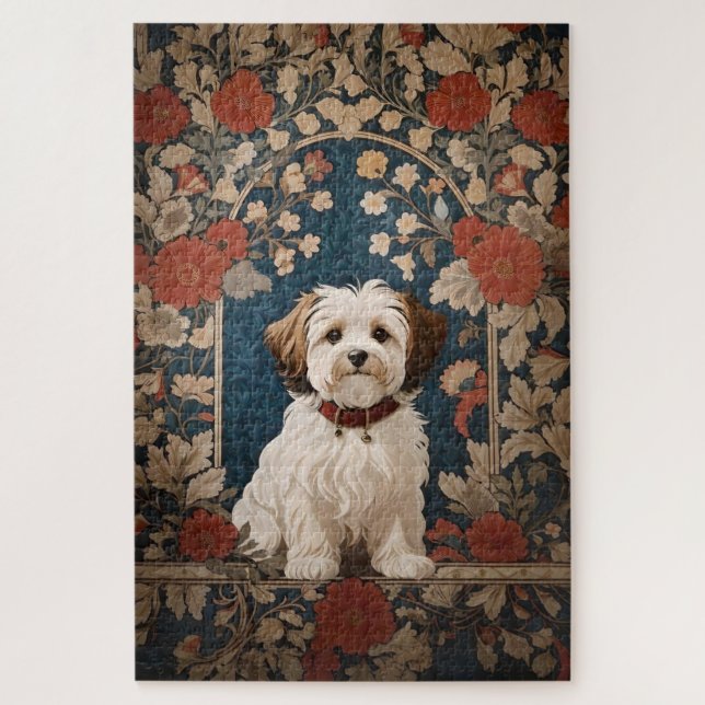 Beautiful Havanese Dog William Morris Floral (Vertikal)