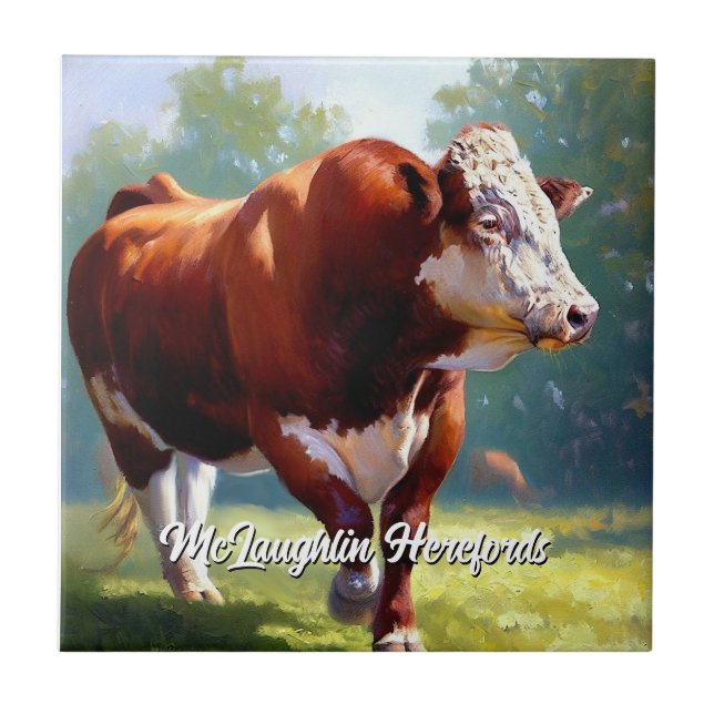 Beautiful Hereford Bull Fliese (Vorderseite)