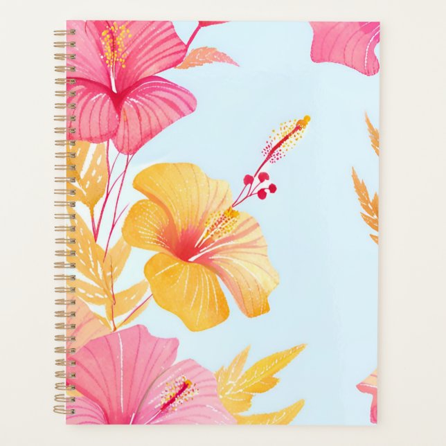 Beautiful Hibiscus | Tropical Flower Watercolor Planer (Vorderseite)
