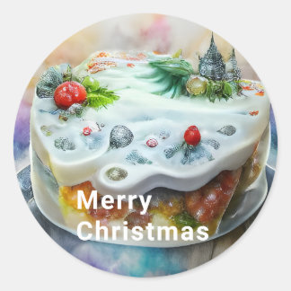 Beautiful Holiday Cake Christmas Food Runder Aufkleber