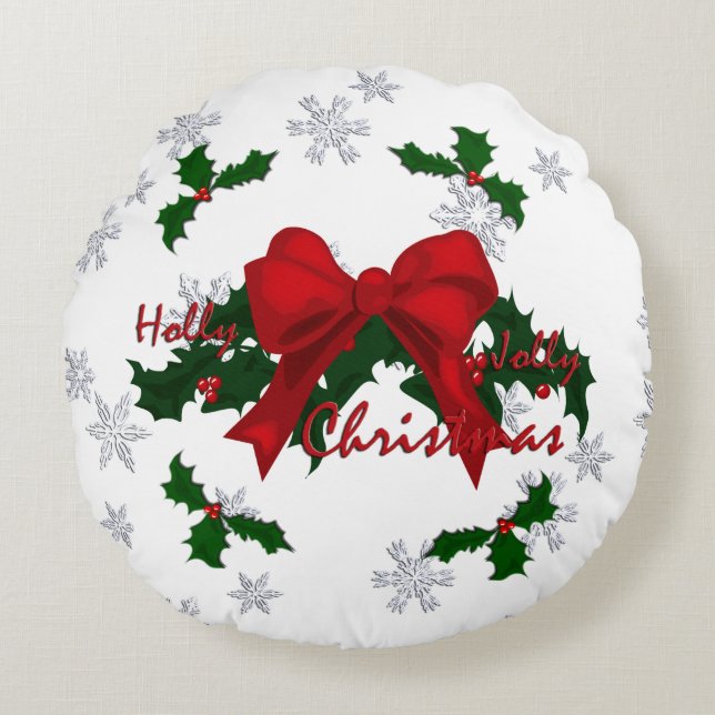 Beautiful Holly Jolly Christmas Rundes Kissen (Vorderseite)