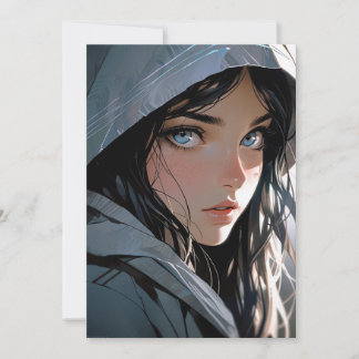 Beautiful Hooded Anime Girl Einladung