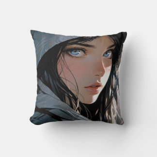 Beautiful Hooded Anime Girl Kissen