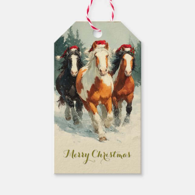 Beautiful Horse Christmas Gift Tag Geschenkanhänger (Vorderseite)