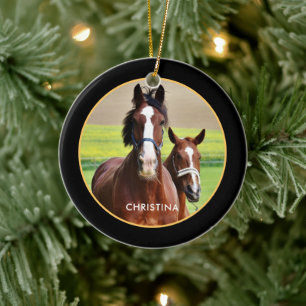 Beautiful horses personalized keramik ornament