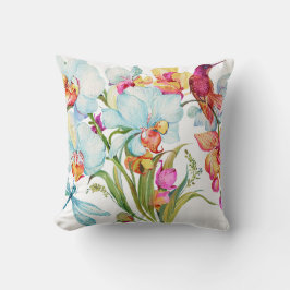 Beautiful Hummingbird Orchid Floral Decorative Kissen