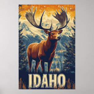 Beautiful Idaho USA Vintag Illustration Travel Poster