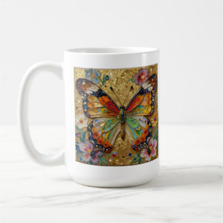 Beautiful Impasto Butterflies and Flowers Poem Kaffeetasse