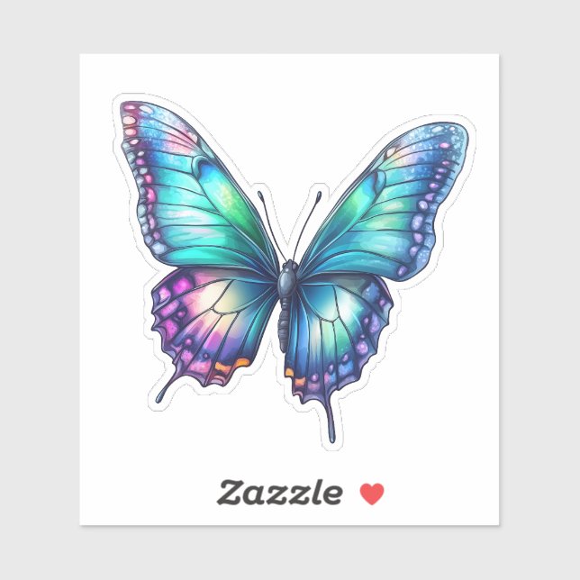 Beautiful iridescent shimmering butterfly cutout aufkleber (Blatt)
