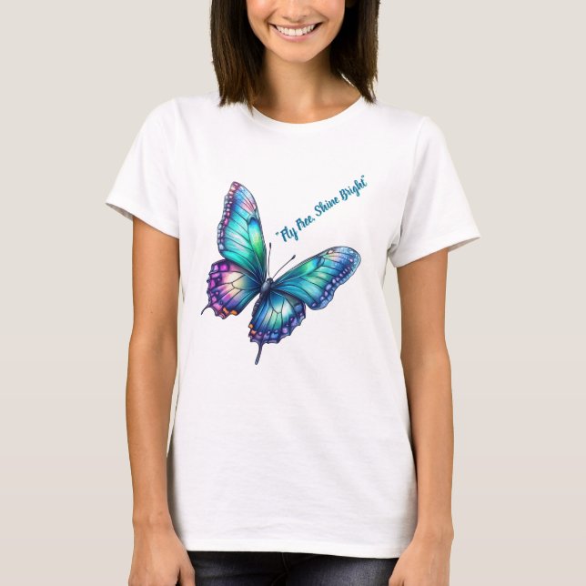 Beautiful iridescent shimmering butterfly  T-Shirt (Vorderseite)