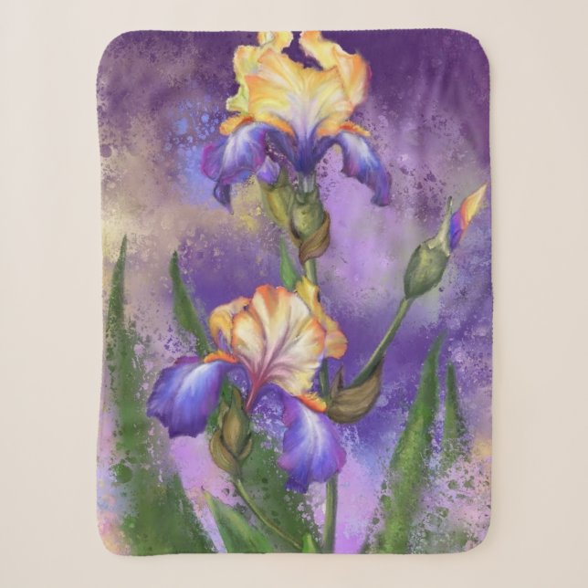 Beautiful Iris Blume - Malerei Sherpadecke (Vorderseite)