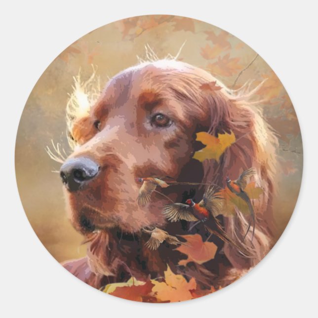 Beautiful Irish Red Setter Runder Aufkleber (Vorderseite)