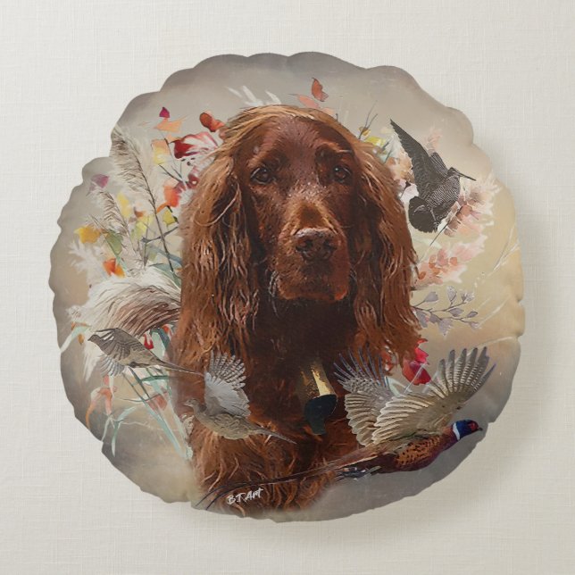 Beautiful Irish Red Setter Rundes Kissen (Vorderseite)