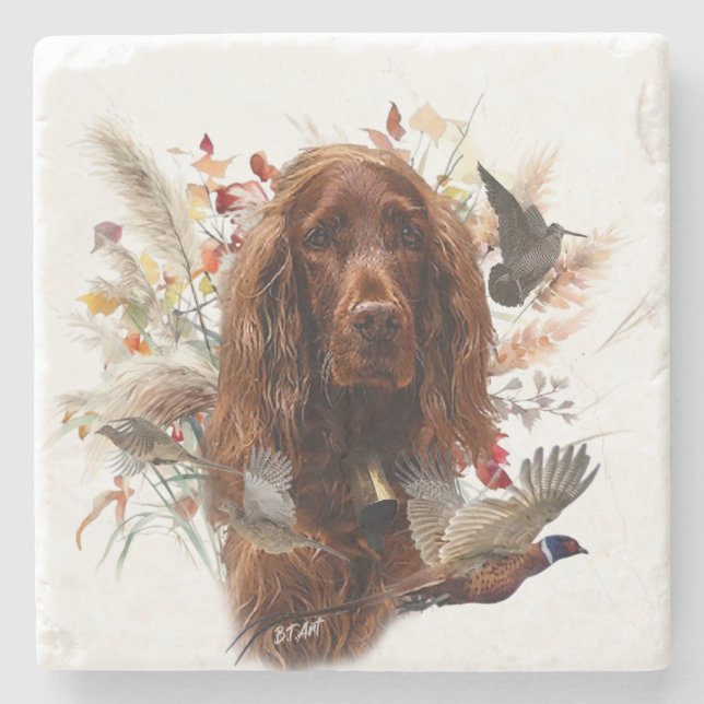 Beautiful Irish Red Setter Steinuntersetzer (Vorderseite)