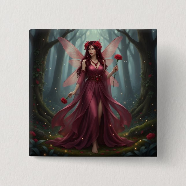 Beautiful January Garnet Fairy Button (Vorderseite)