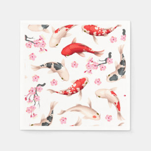 Beautiful Japanisch Red Koi Fisch Serviette