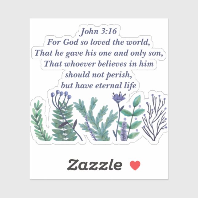 Beautiful John 3:16 Bible Verse Christliche Blume Aufkleber (Blatt)