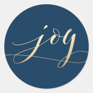 Beautiful Joy Navy Imitats Foil Christmas Holiday Runder Aufkleber