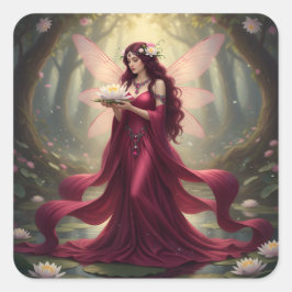 Beautiful July Ruby Fairy Quadratischer Aufkleber