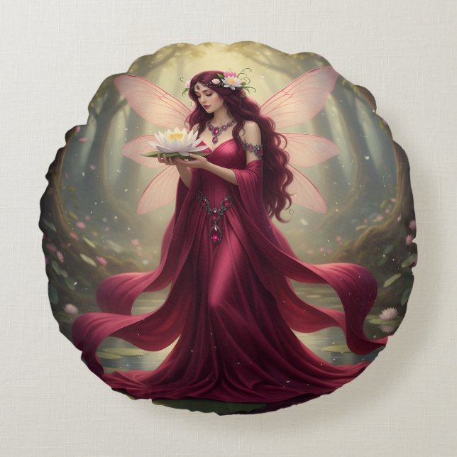 Beautiful July Ruby Fairy Rundes Kissen (Vorderseite)