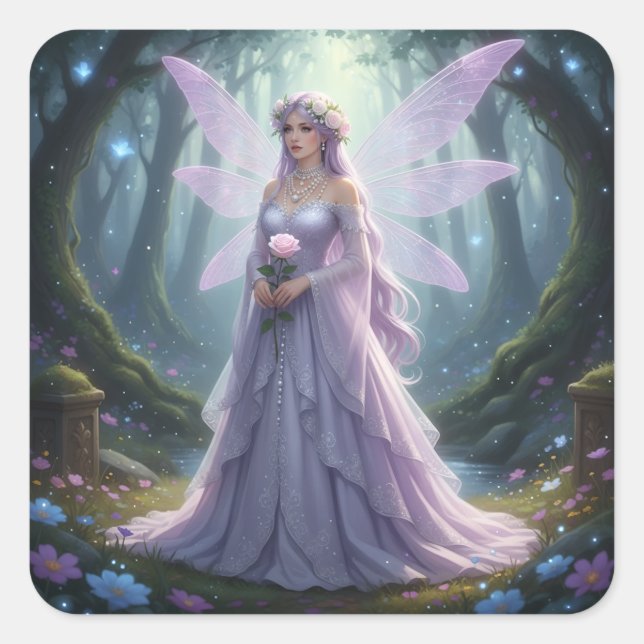 Beautiful June Pearl Fairy Quadratischer Aufkleber (Vorderseite)