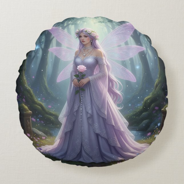 Beautiful June Pearl Fairy Rundes Kissen (Vorderseite)