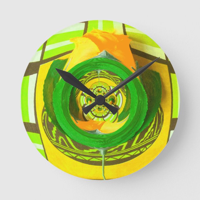 Beautiful Kenyan Yellow Rose Floral Graphic Design Runde Wanduhr (Vorderseite)