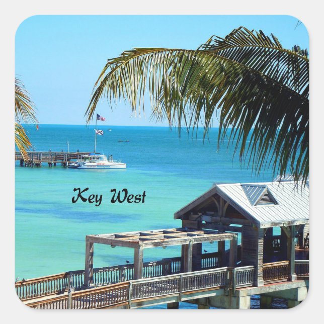 Beautiful Key West, Florida Quadratischer Aufkleber (Vorderseite)