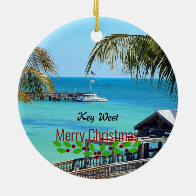 Beautiful Key West - Frohe Weihnachten Keramik Ornament (Hinten)