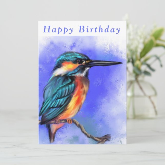 Beautiful Kingfisher Bird - Happy Birthday (Stehend Vorderseite)