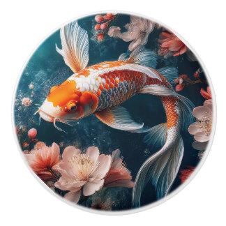 Beautiful Koi Fish Pond Knobs and Pulls Keramikknauf