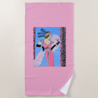 Beautiful lady beach towel strandtuch