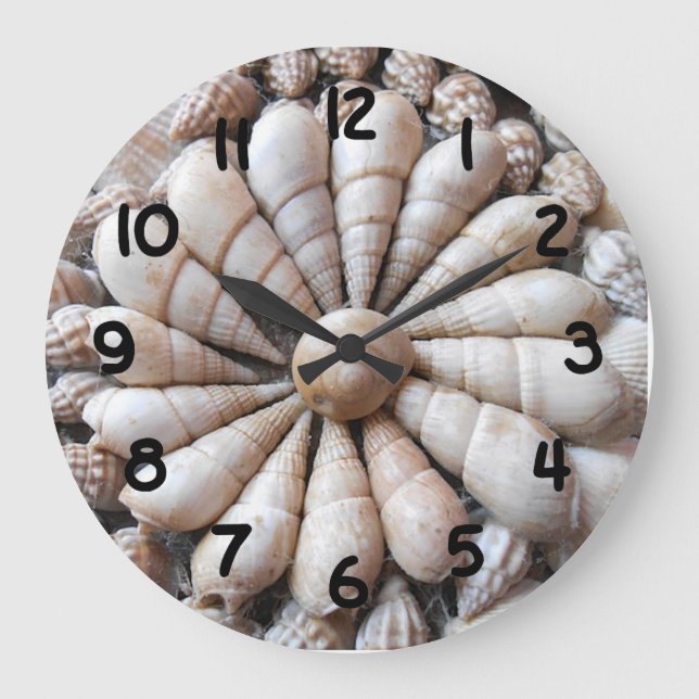 Beautiful Large Seashell Round Wall Clock Große Wanduhr (Vorderseite)