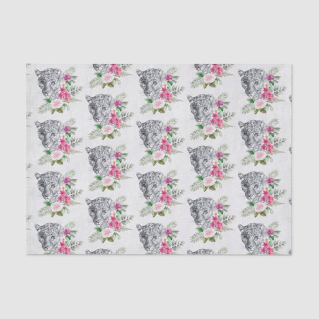 Beautiful Leopard Head Portrait Pattern Seidenpapier (Vorderseite)