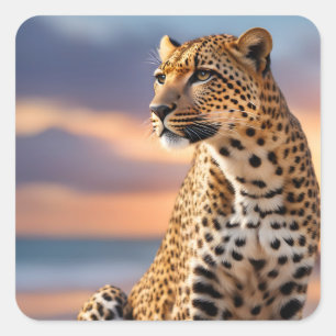Beautiful Leopard Quadratischer Aufkleber