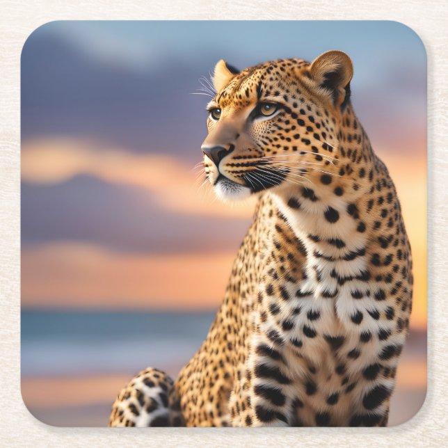 Beautiful Leopard Rechteckiger Pappuntersetzer (Vorderseite)