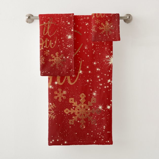 Beautiful Let it Snow auf Funkelnd Weihnachtsmuste Badhandtuch Set (Insitu)